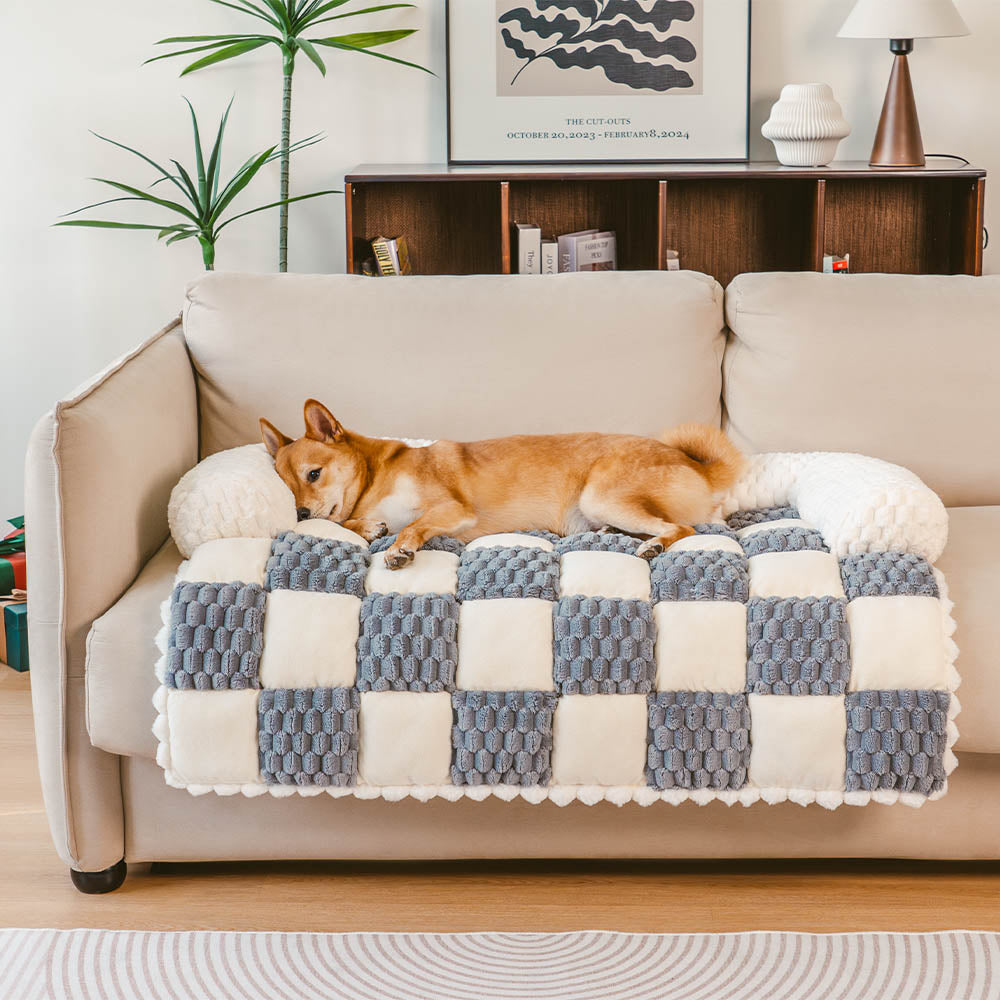 Plaid Cozy Sofa Protector Dog Mat Soft Fleece Anti Slip