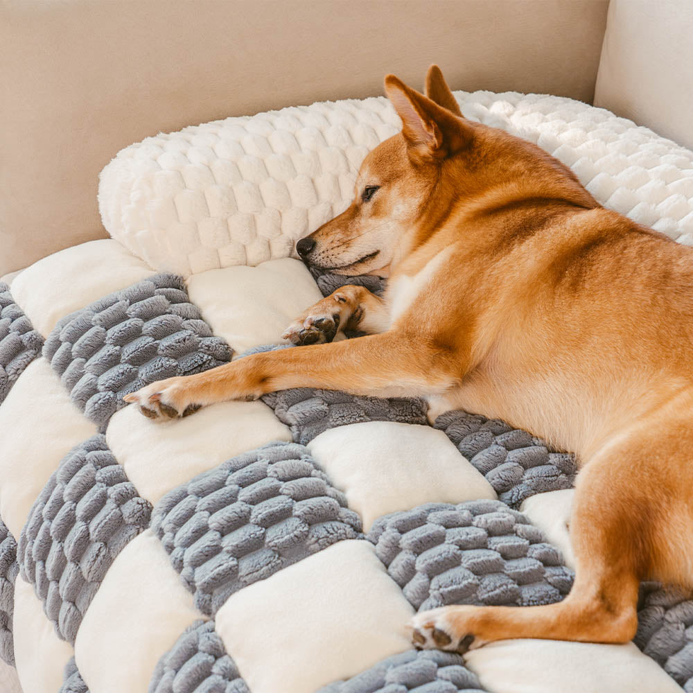 Plaid Cozy Sofa Protector Dog Mat Soft Fleece Anti Slip
