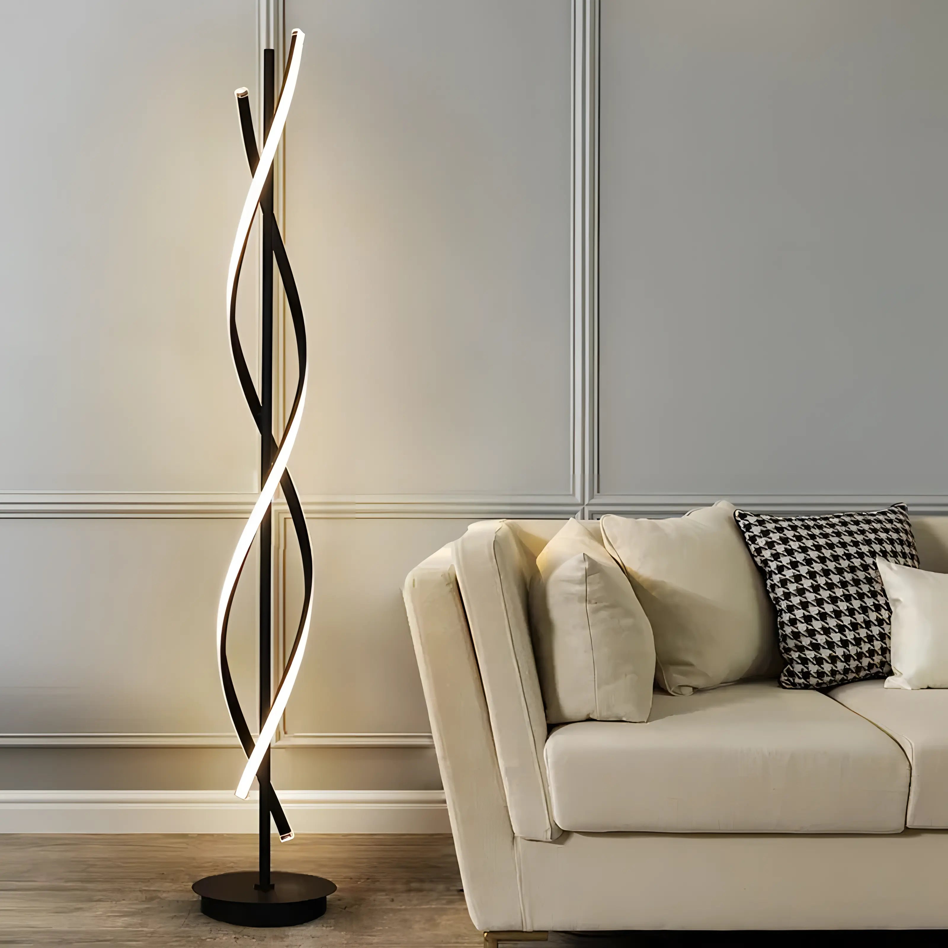 Liam - Modern LED Twisted Floor Lamp with Adjustable Neck