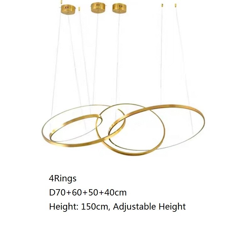 Vienna Chandelier – Modern LED Pendant Light with Stainless Steel & Gold Finish | Adjustable Hanging Length, Perfect for High Ceilings