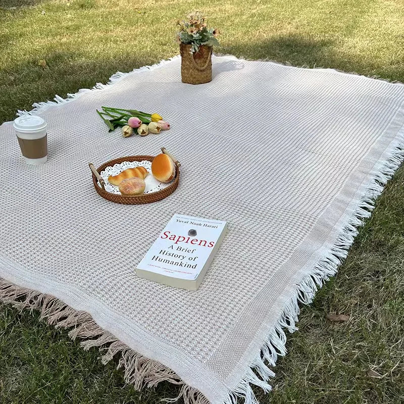 Boho Picnic Blanket with Tassels