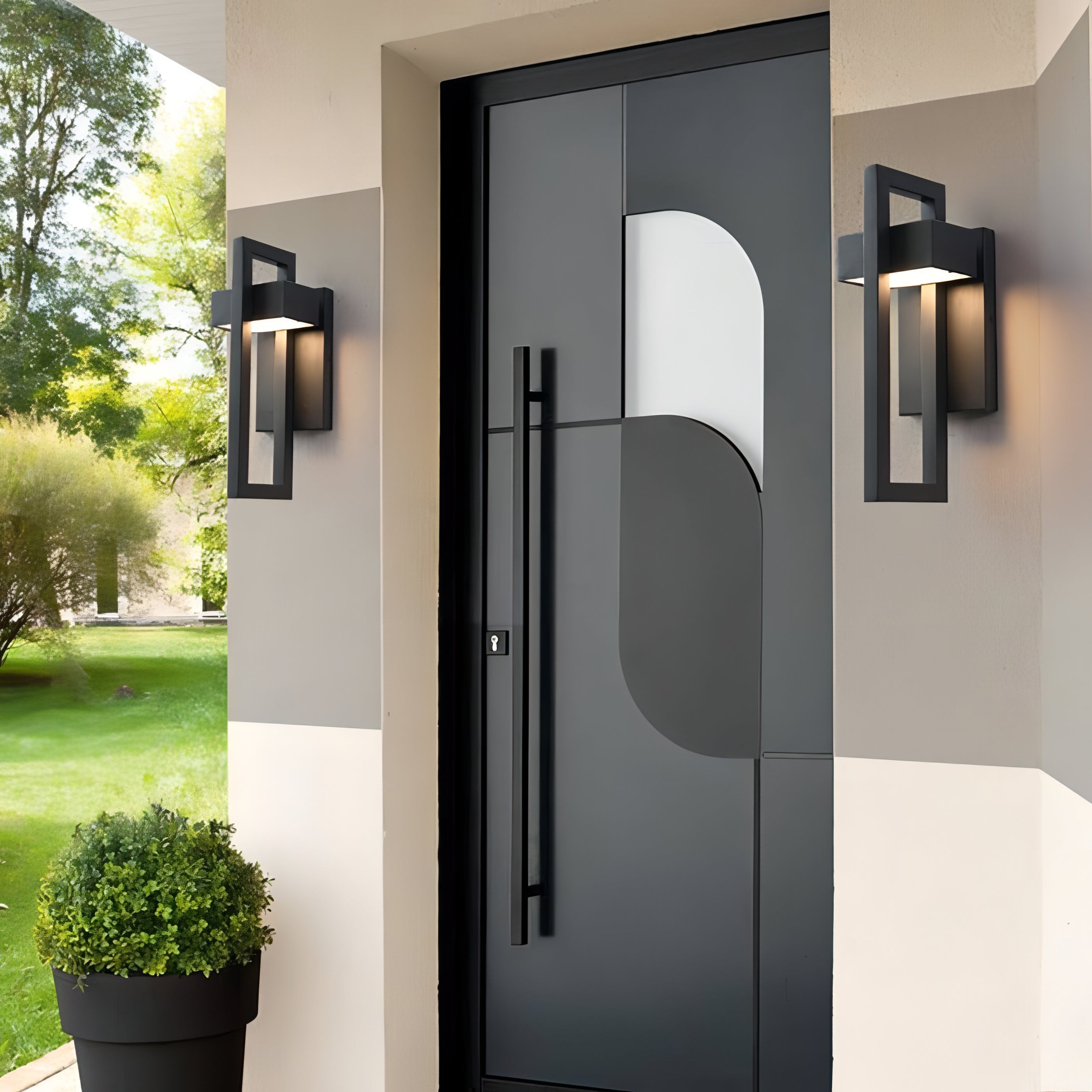 Marshall - Modern Black Outdoor Wall Light with Stainless Steel