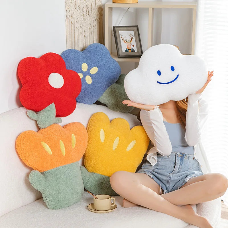 Fleece Flower Throw Cushion in Cotton with Cute Design