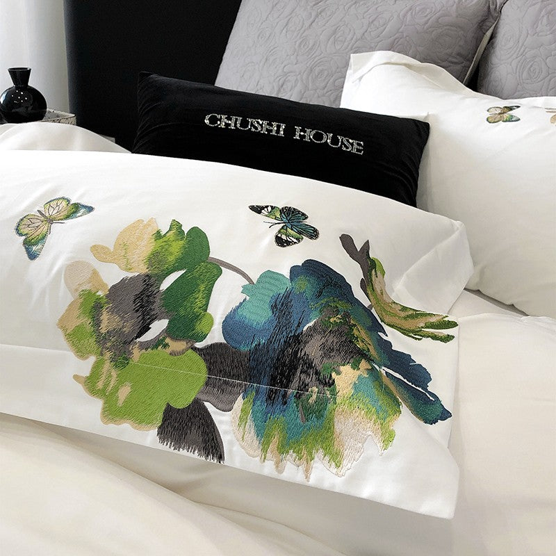 Celeste Duvet Cover Set – 1000 TC Egyptian Cotton with Elegant Embroidered Detailing