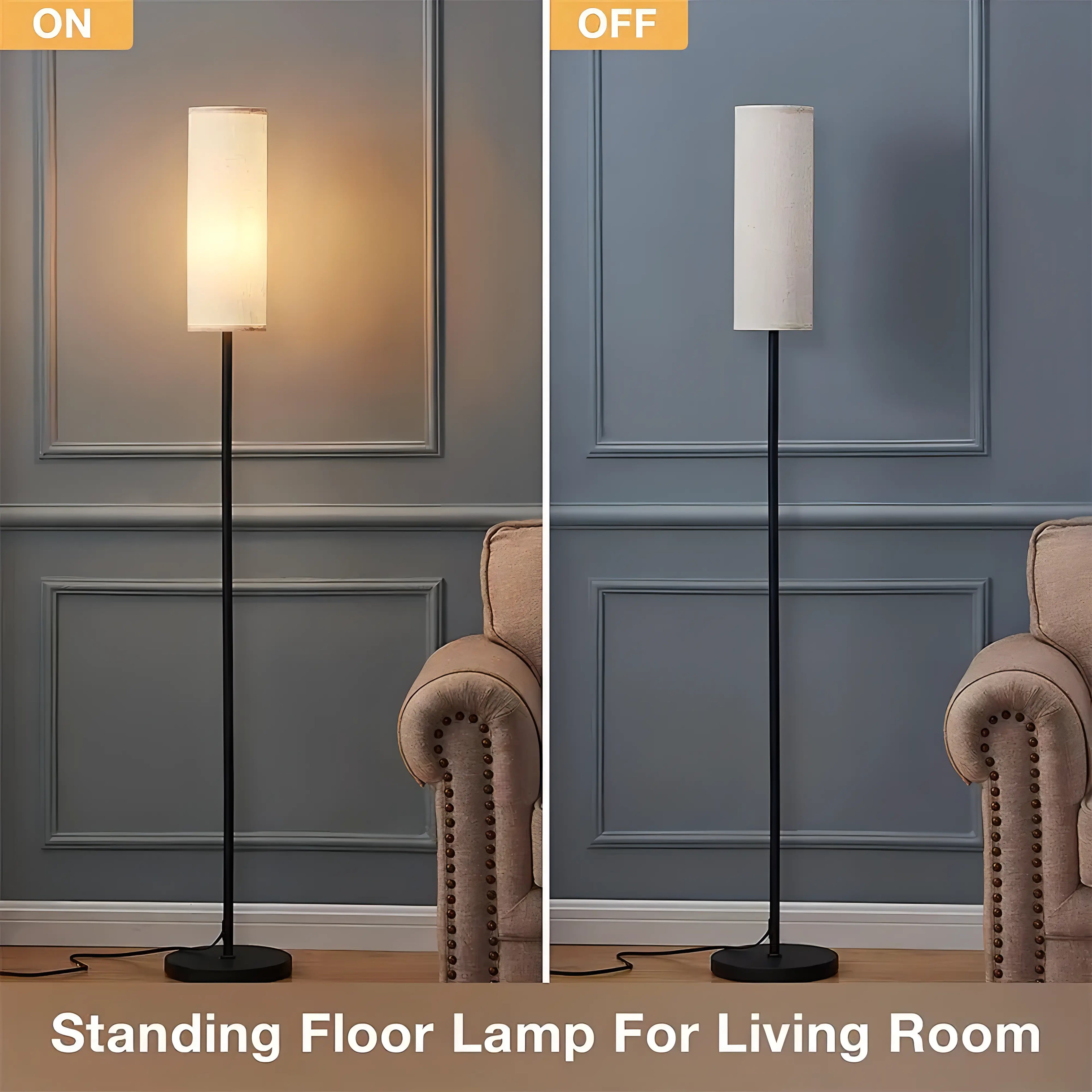 Oliver Round Modern Floor Lamp with Dimmable E27 Bulb