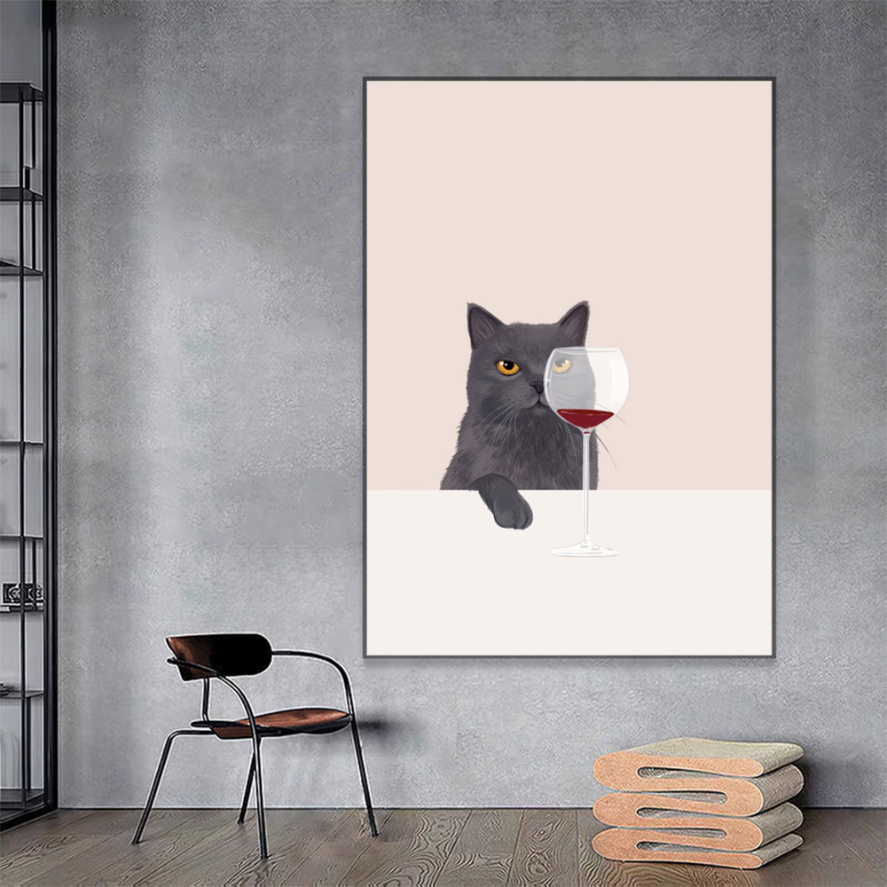Vintage Cats Anime Poster - Black and White Kawaii Decor