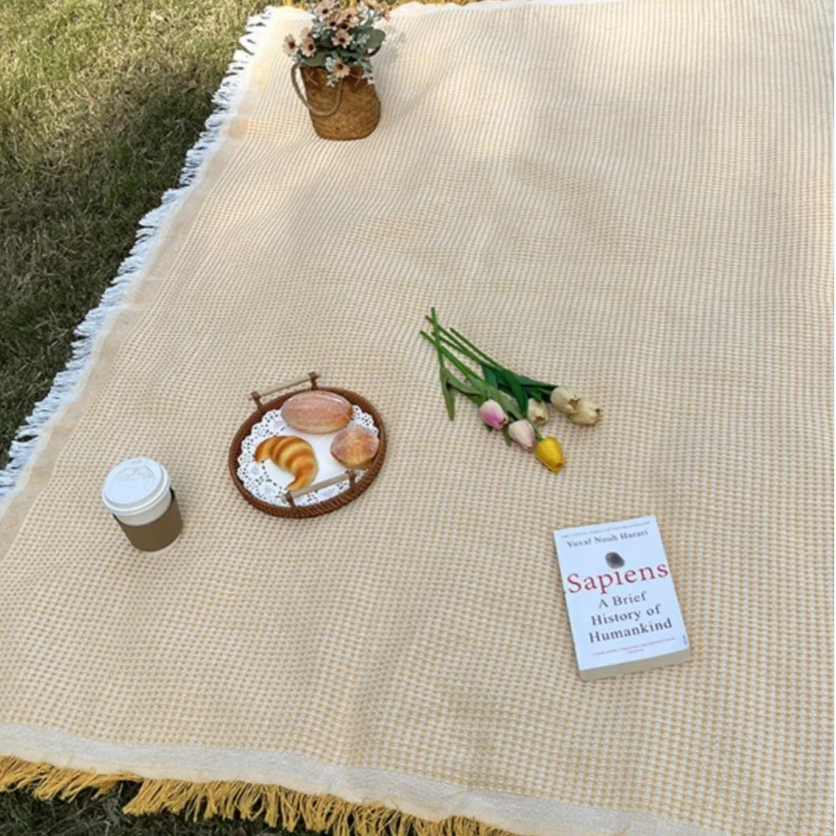 Boho Picnic Blanket with Tassels