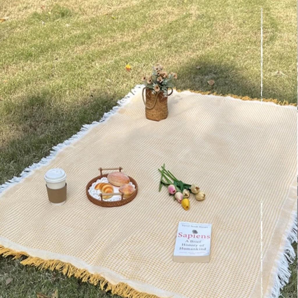 Boho Picnic Blanket with Tassels