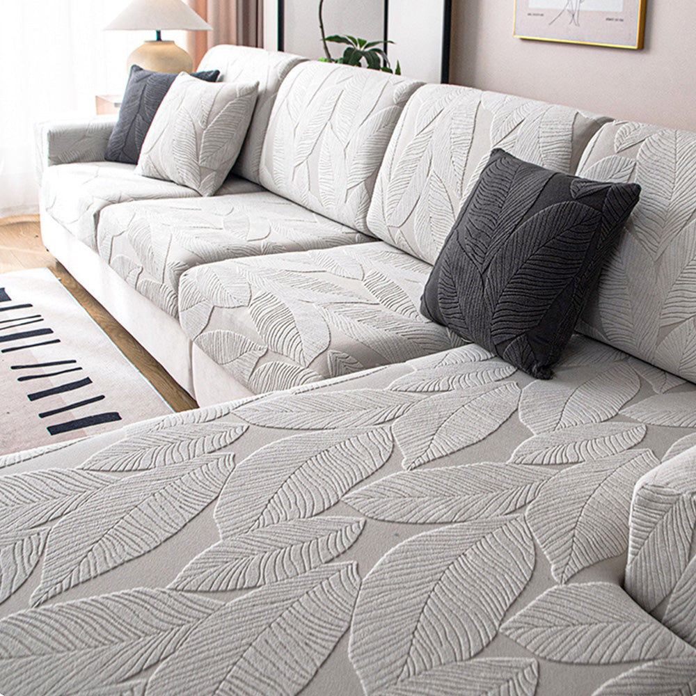 Modern Leaf Jacquard Waterproof Anti-Scratch Couch Cover