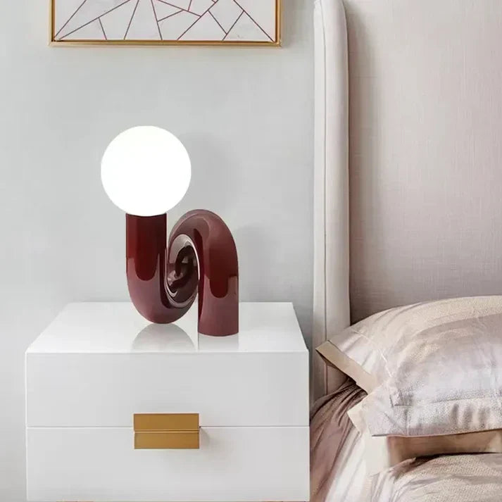 Nordic Twisted Ball Table Lamp – Sculptural LED Accent