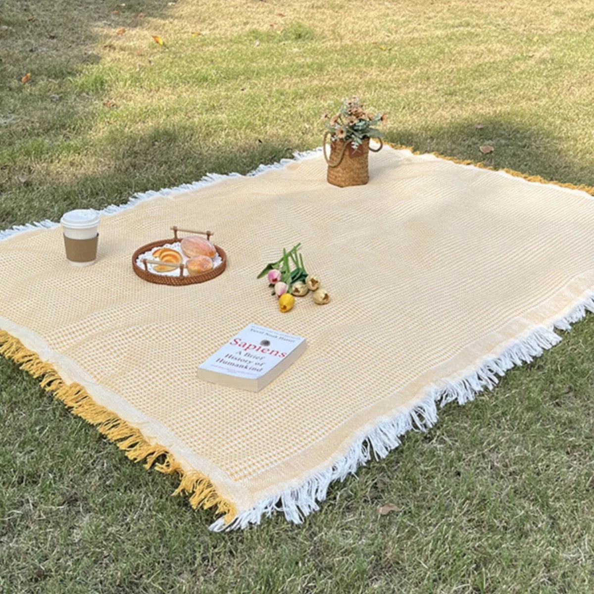 Boho Picnic Blanket with Tassels