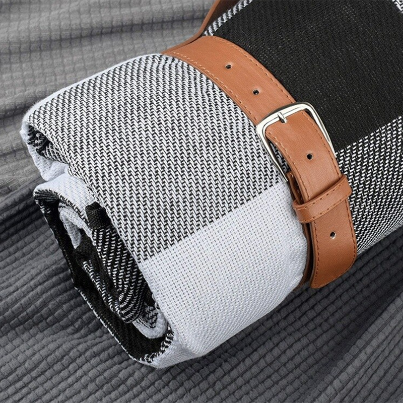 Check Picnic Blanket with Carry Straps – Family Size
