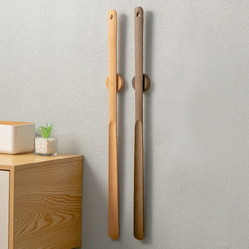 Wooden Long Handle Magnetic Shoehorn for Easy Shoe Access