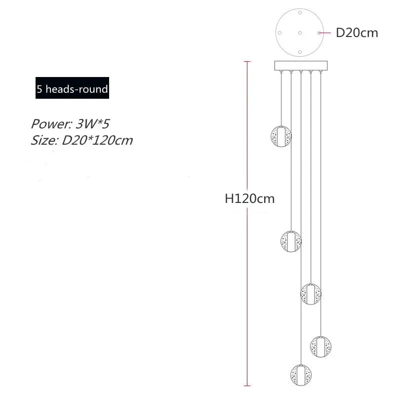 Polar Chandelier – Modern LED Pendant Light with Stainless Steel Frame & Glass Balls