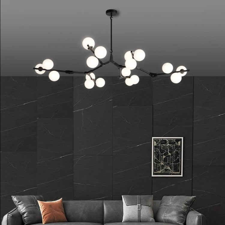 Solla Chandelier – Scandinavian LED Pendant Light with Frosted Glass Shades | Golden or Black Finish