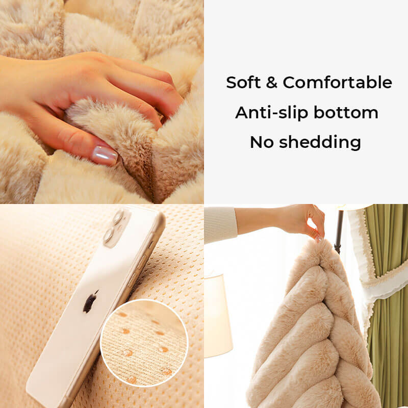 Striped Thickened Plush Non-slip Couch Cover for Comfort