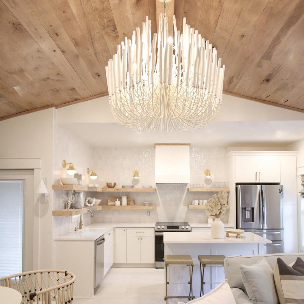 Tiered Wooden Stick Chandelier – Organic Statement Light