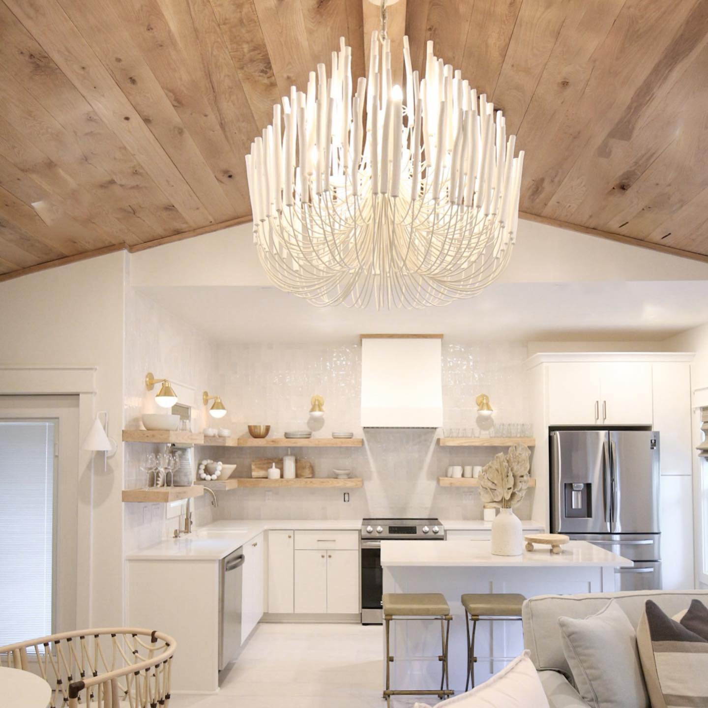 Tiered Wooden Stick Chandelier – Organic Statement Light