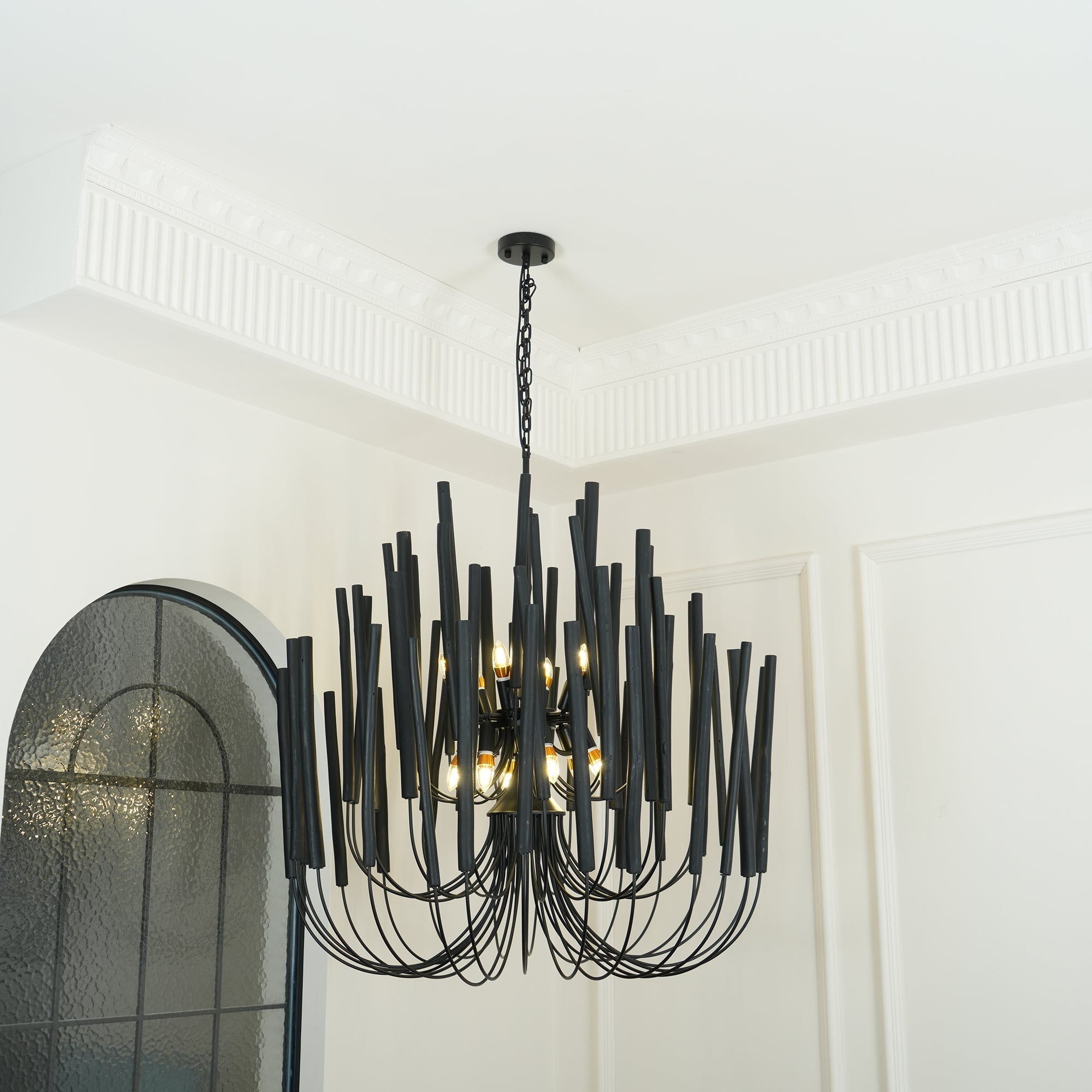 Tiered Wooden Stick Chandelier – Organic Statement Light