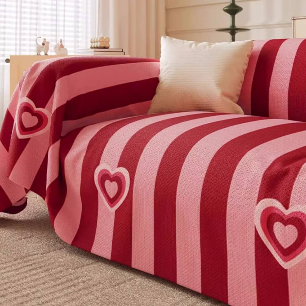 Trendy Striped Chenille Breathable Sofa Protection Couch Cover