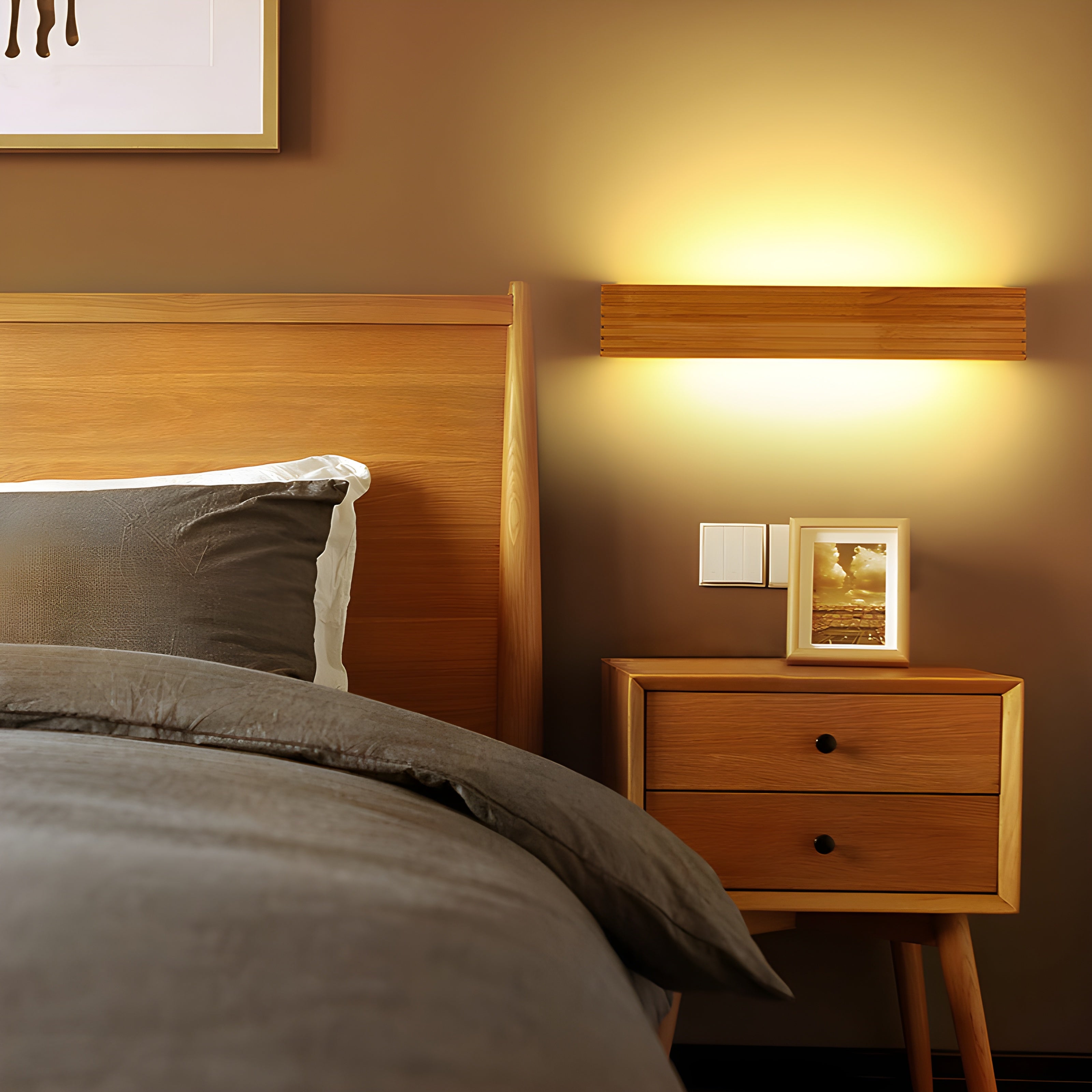 Modern Solid Wooden LED Wall Lamp for Nordic Decor