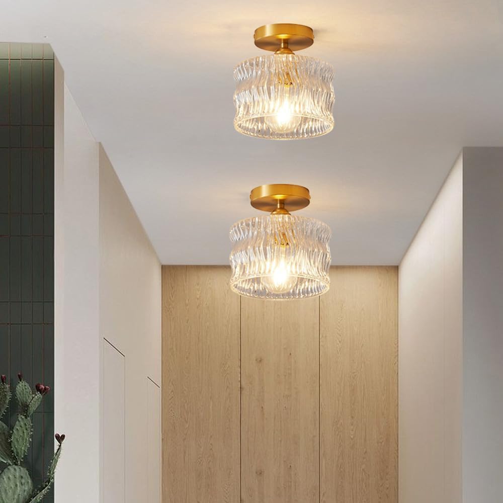 Vintage Crystal Clear Glass Ceiling Light Hallway