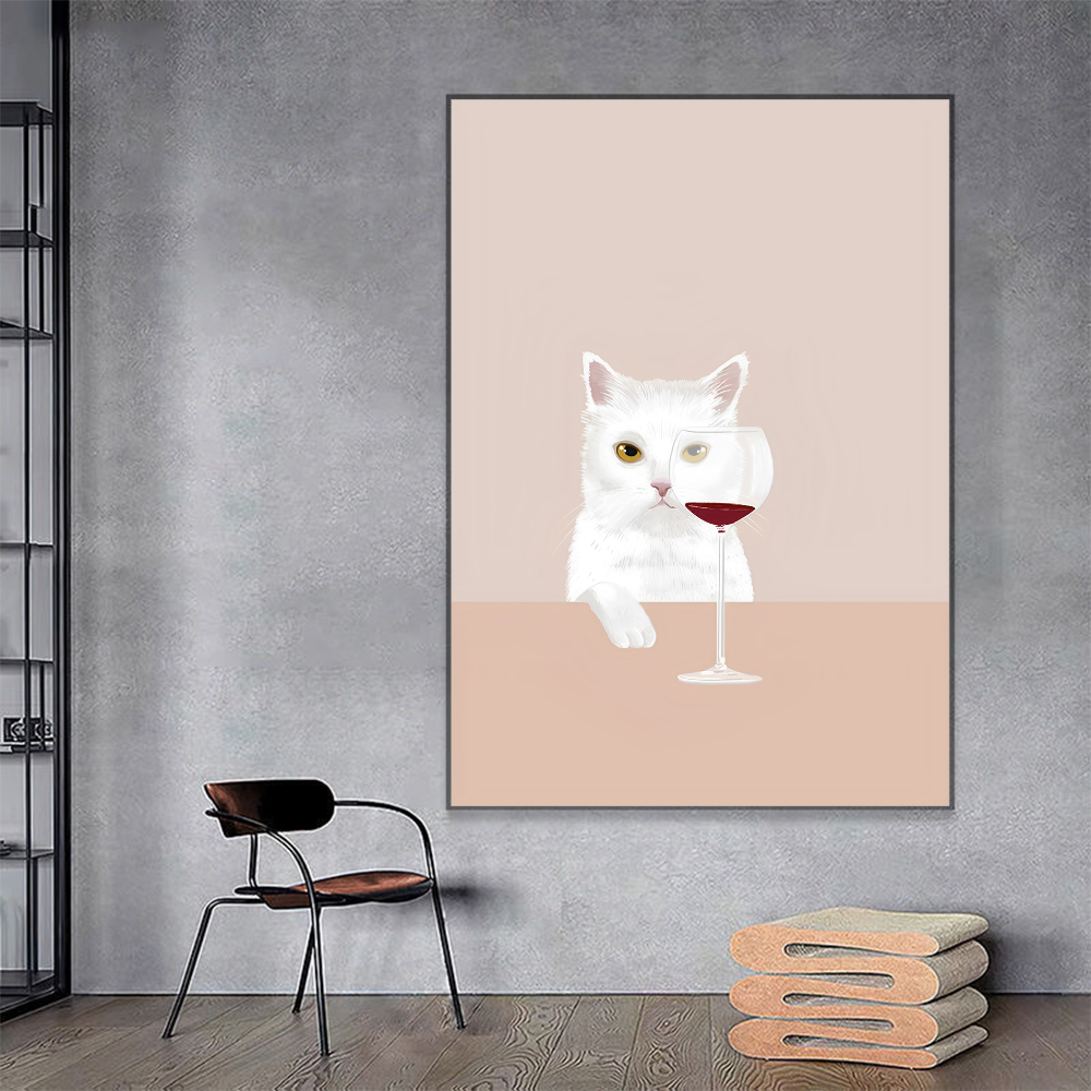 Vintage Cats Anime Poster - Black and White Kawaii Decor