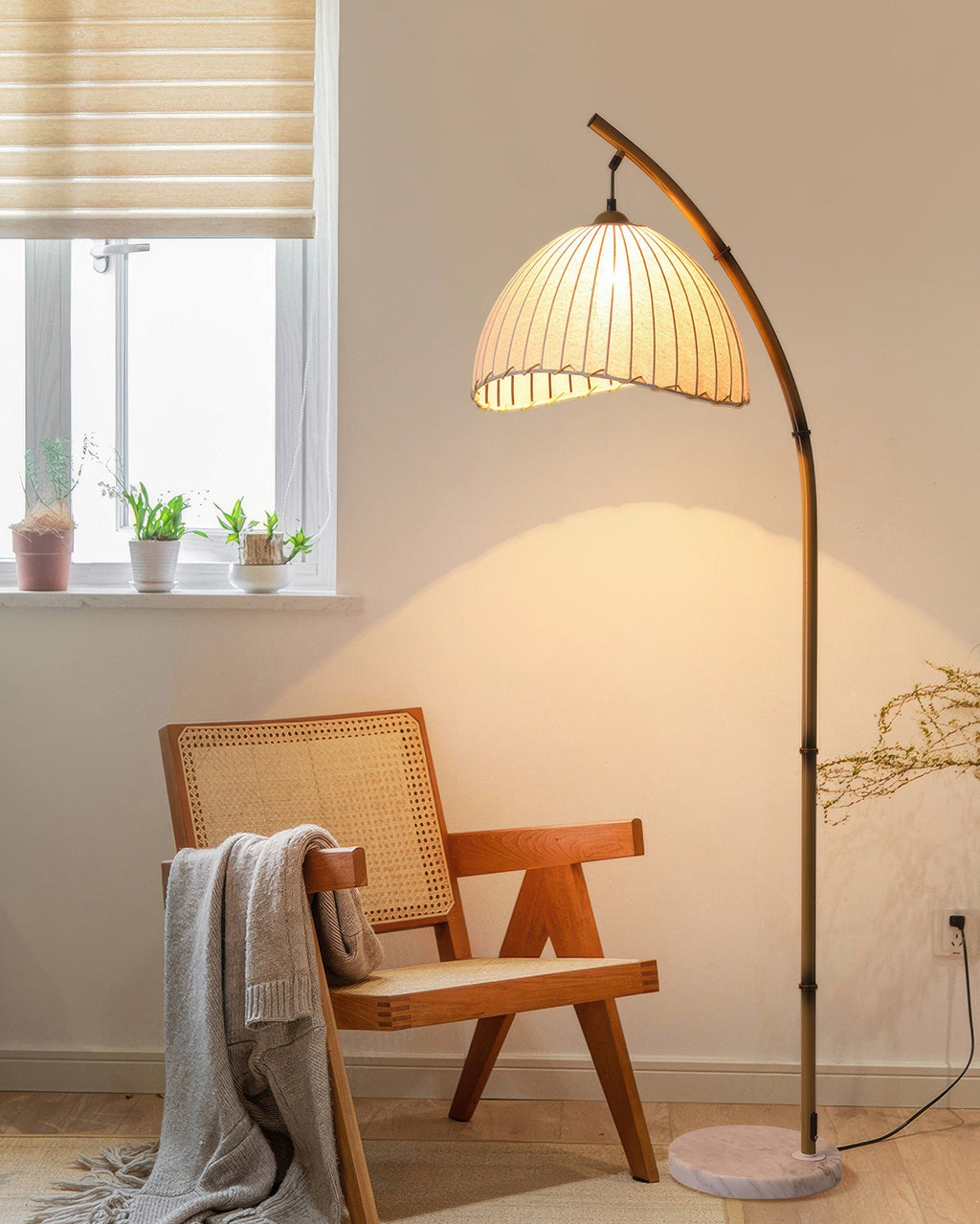 Cultural Zen Bamboo Floor Lamp Illumination with Dimming Feature