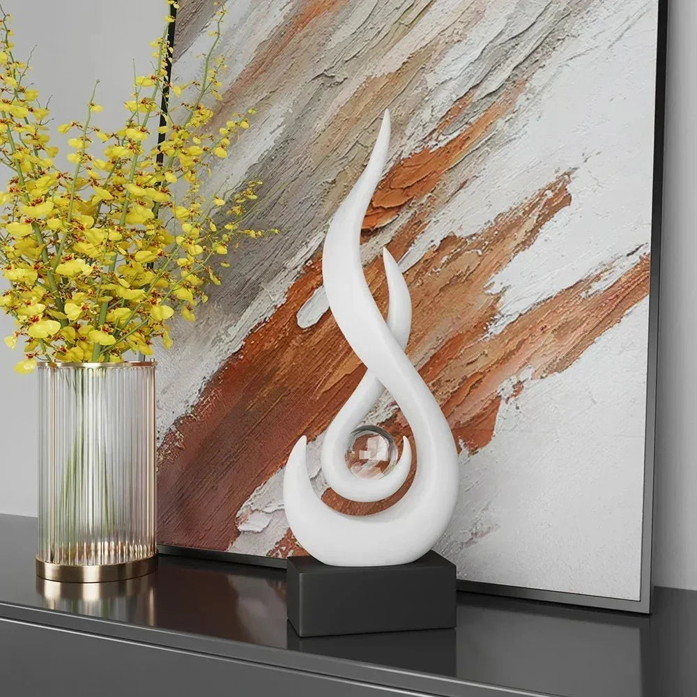 Abstract Flame Sculpture Ornament - Creative Ceramic Decor