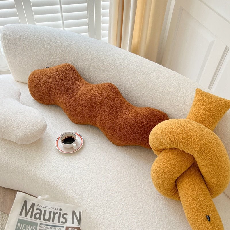 Abstract Shaped Sofa Cushion in Plush Wavy Design