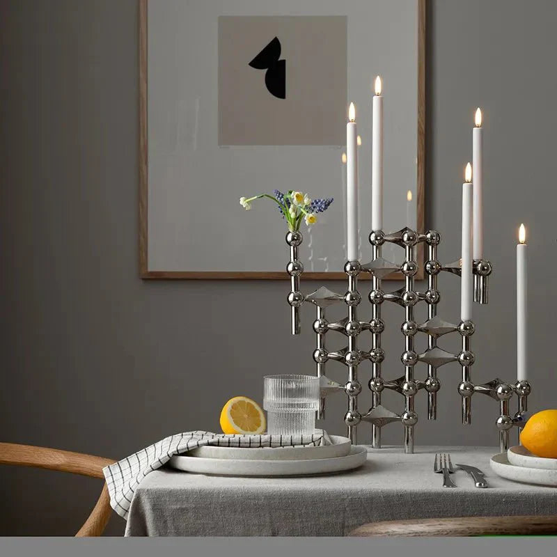 Abstract Style Molecular Structure Candle Holder - Metal Design