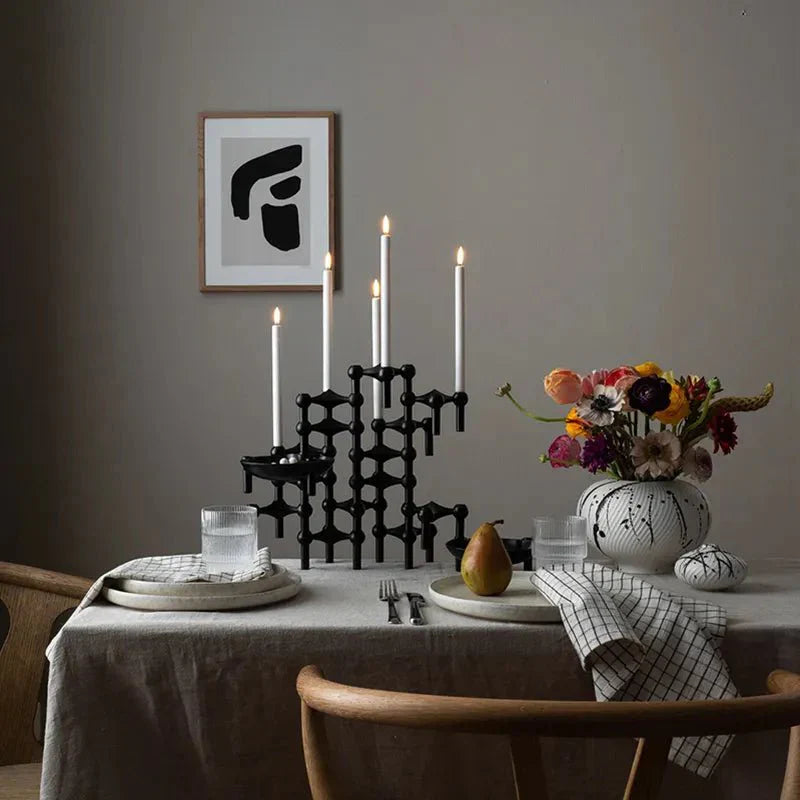 Abstract Style Molecular Structure Candle Holder - Metal Design