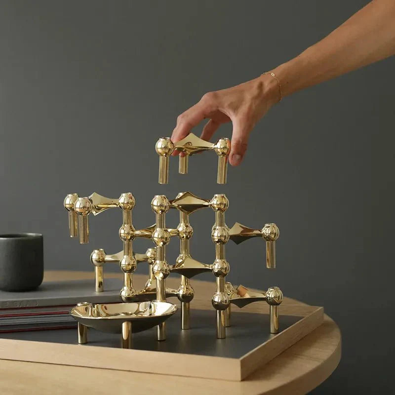 Abstract Style Molecular Structure Candle Holder - Metal Design