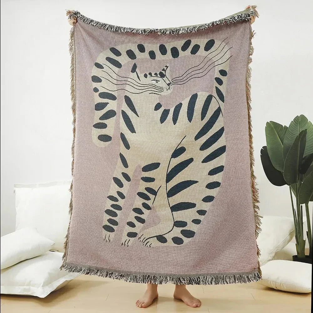 Colorful Abstract Woven Tapestry Throw Blanket 160x130cm