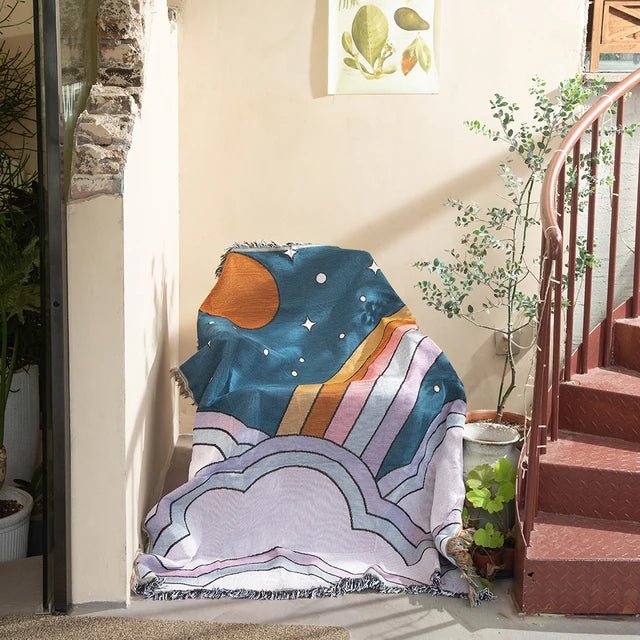 Colorful Abstract Woven Tapestry Throw Blanket 160x130cm