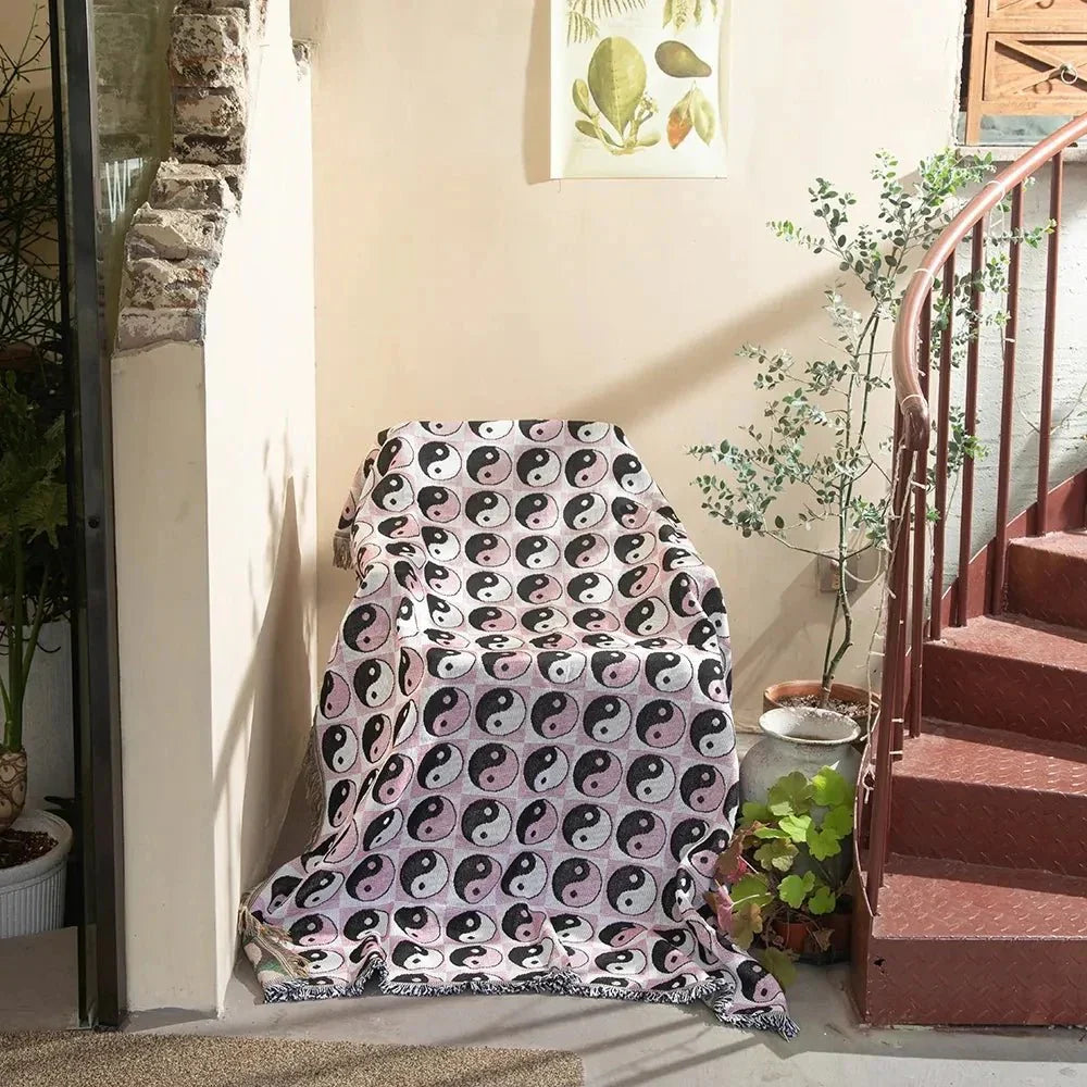 Colorful Abstract Woven Tapestry Throw Blanket 160x130cm