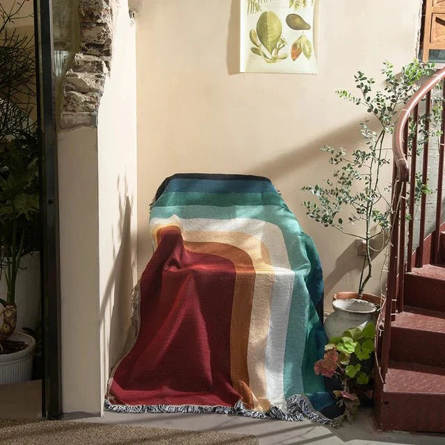 Colorful Abstract Woven Tapestry Throw Blanket 160x130cm