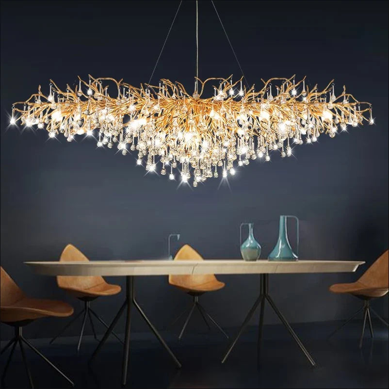 Ooze Chandelier – Majestic LED Crystal Pendant Light with K9 Crystals | Silver/Gold Frame