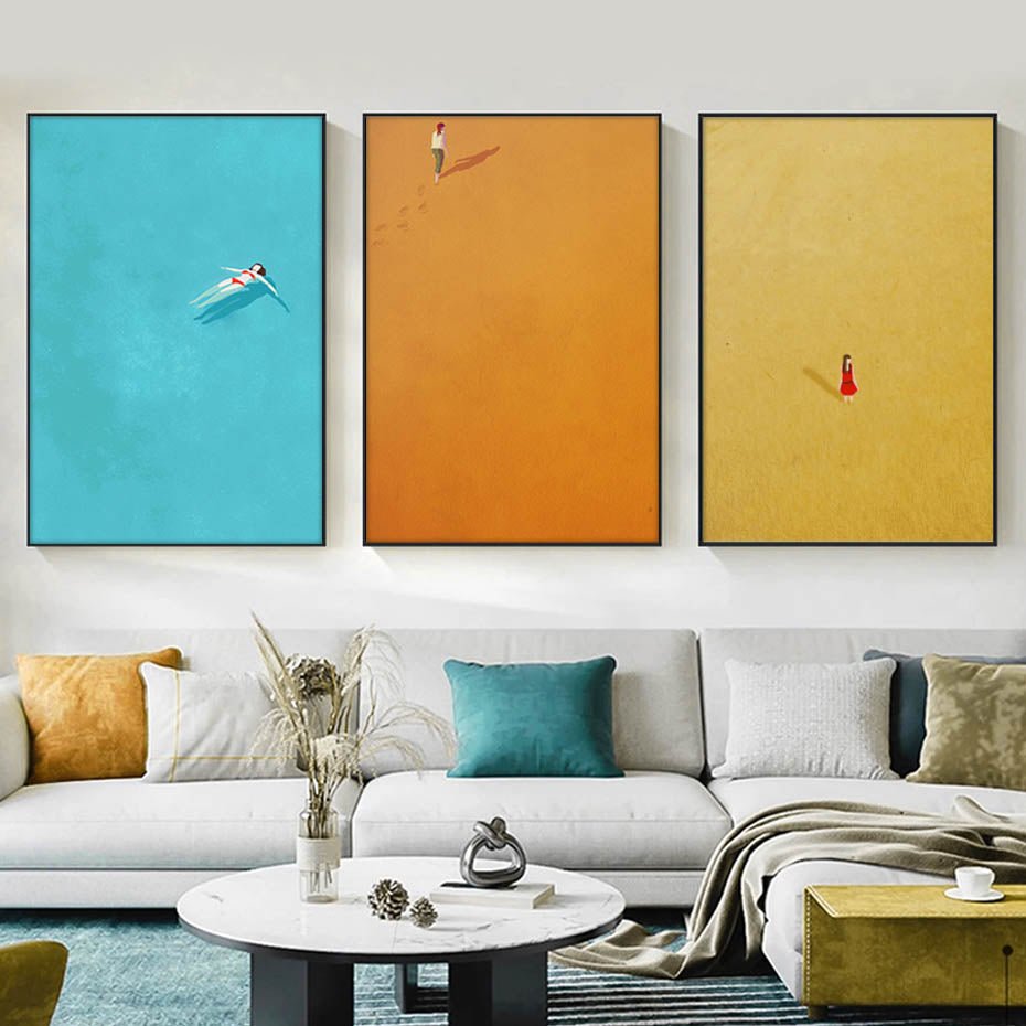 Alone Girl Minimalist Canvas Print Poster Modern Art Decor