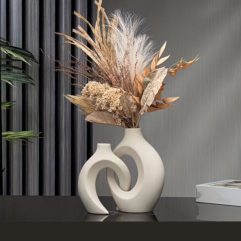 Hollow Nordic Modern Ceramic Vase Set for Stylish Decor