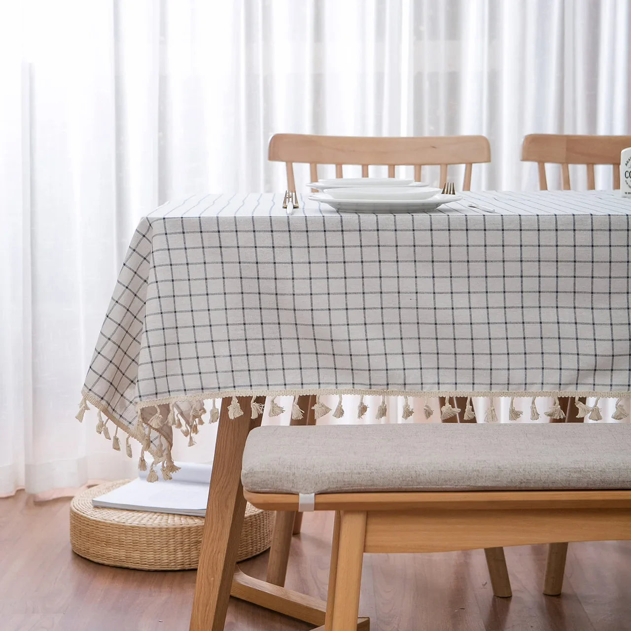 Pastoral Cotton Linen Tablecloth with Daisy Print Rectangular