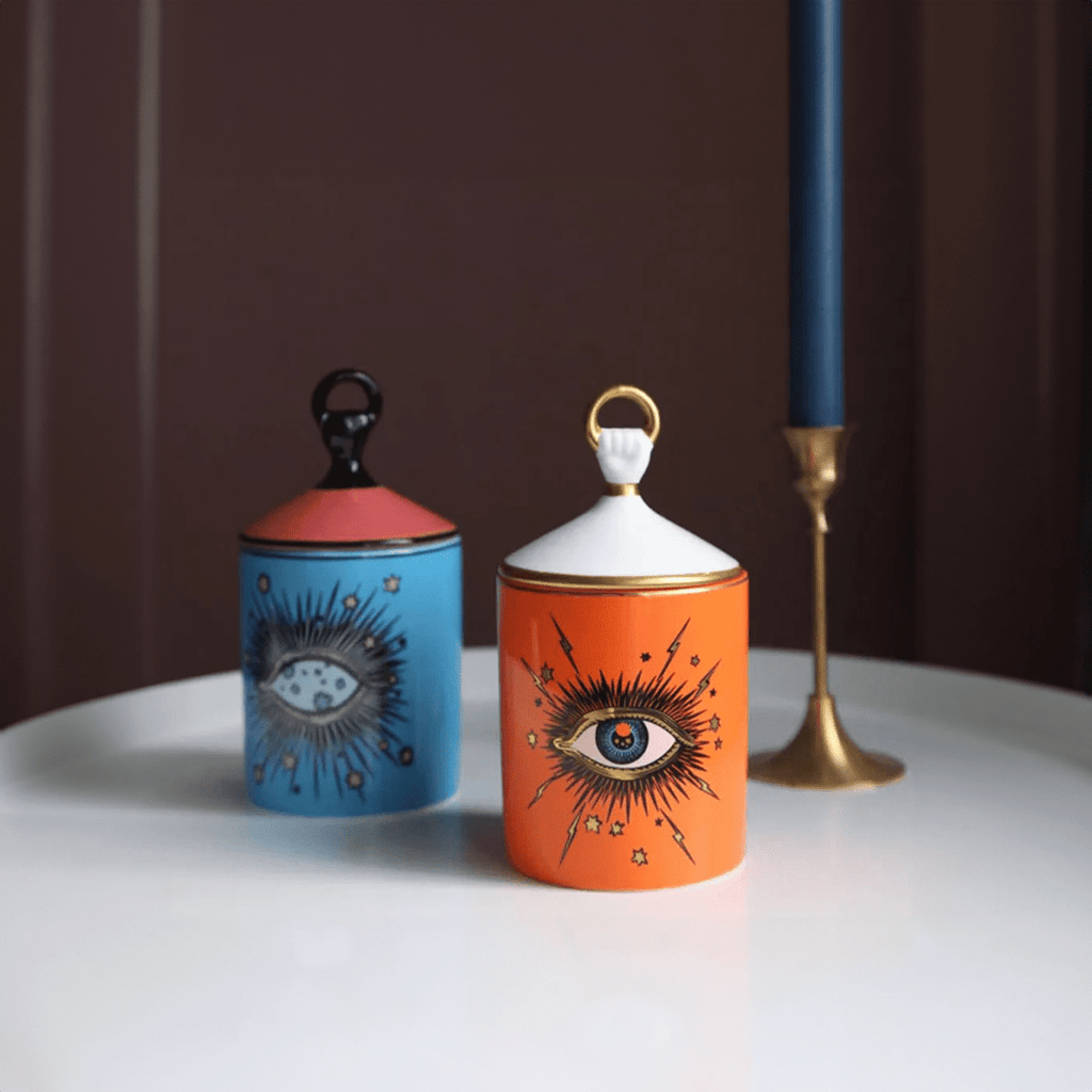 Big Eye Starry Sky Candle Holder With Lid - Ceramic Decor