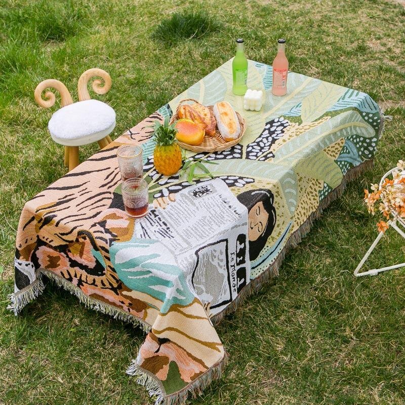 Boho Style Knitted Blanket for Cozy Home Decor