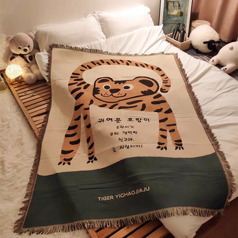 Boho Style Knitted Blanket for Cozy Home Decor