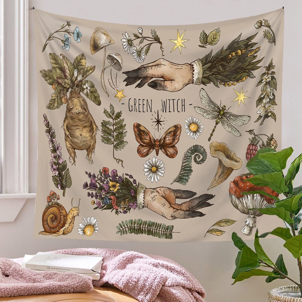 Botanical and Floral Tapestry Print Wall Hanging 100% Polyester