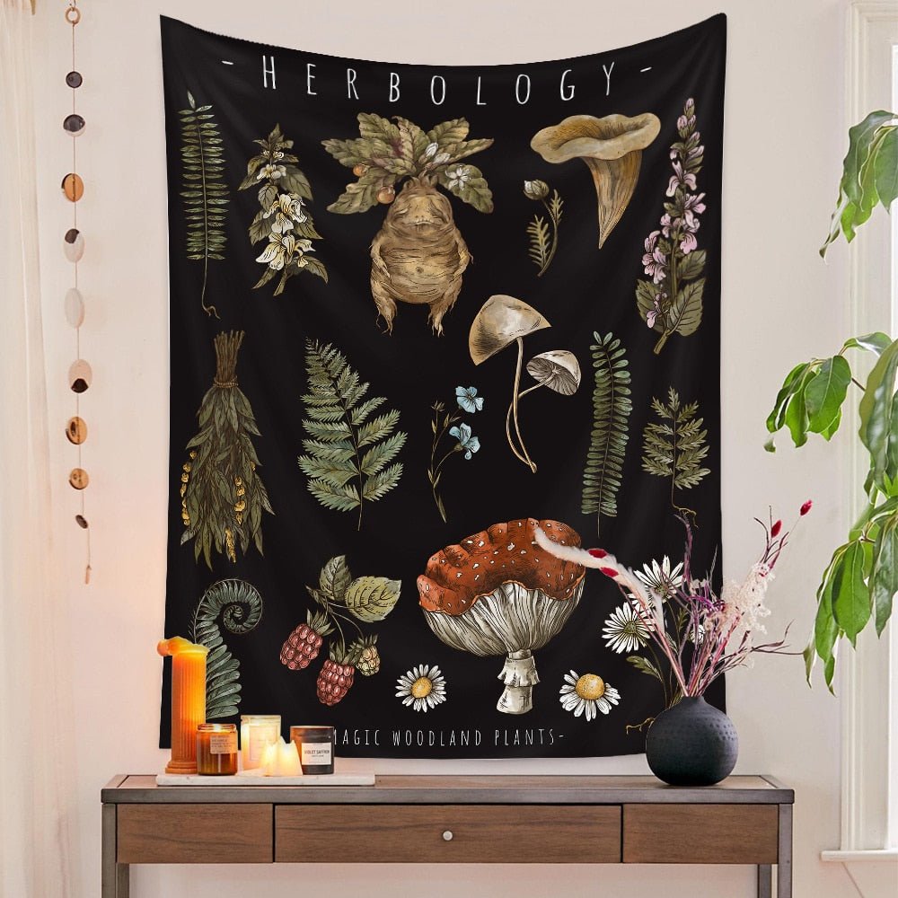 Botanical and Floral Tapestry Print Wall Hanging 100% Polyester