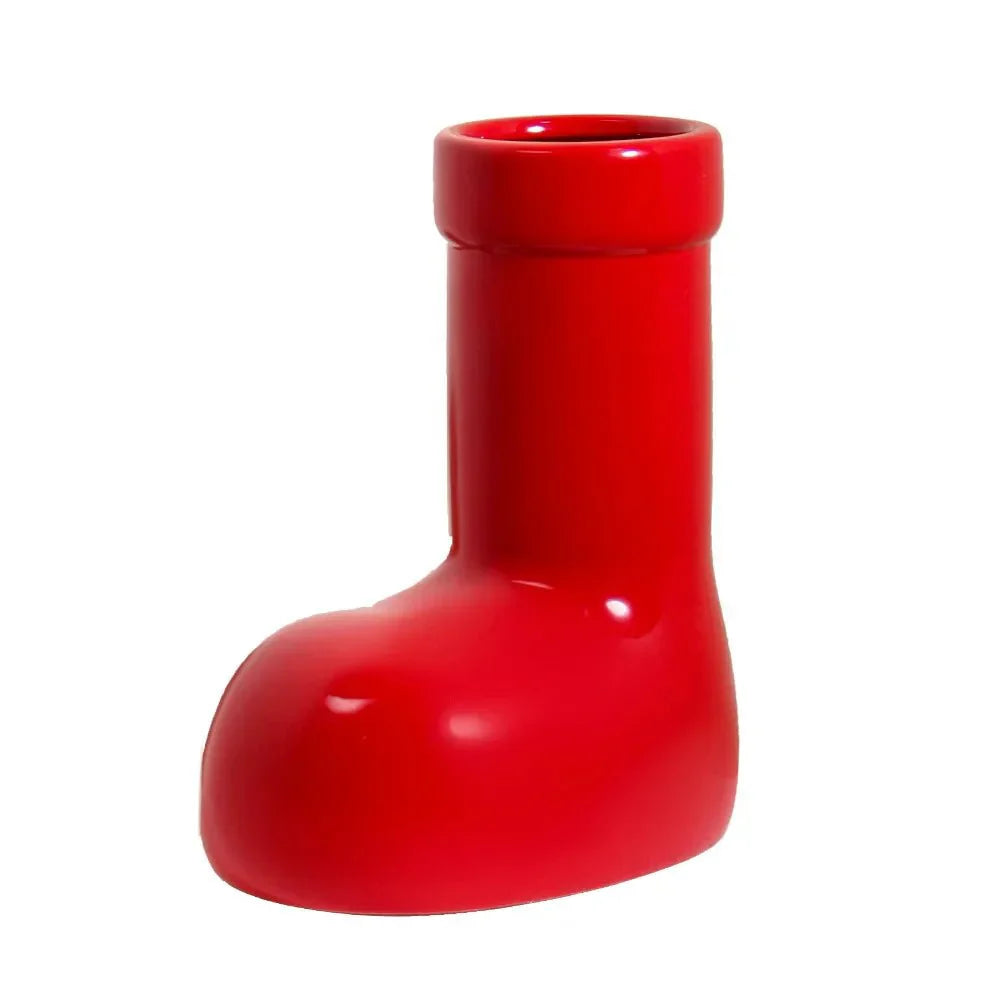 Bright Ceramic Wellington Boot Vase - Modern Tabletop Decor