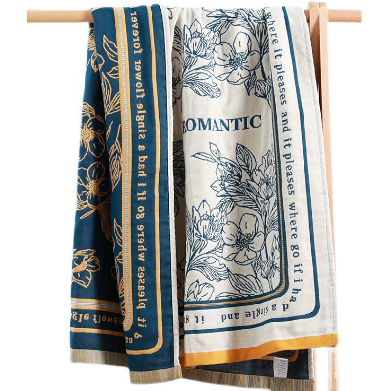 Flower Mixed Color Reversible Cotton Bath Towel
