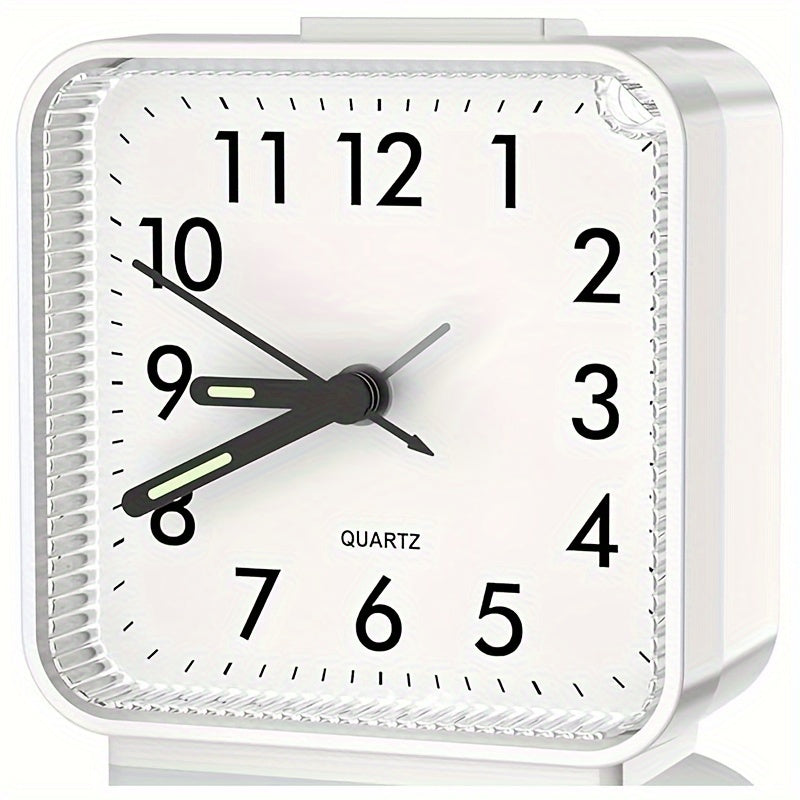 Elegant Rectangular Alarm Clock with Glowing Hands and Nightlight