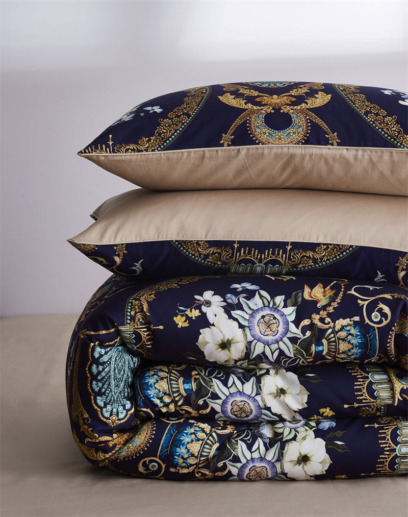 Canterbury Duvet Cover Set – 500 TC Egyptian Cotton Sateen with Elegant Floral Design